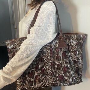 Sorial Brown Snake Print Tote Bag